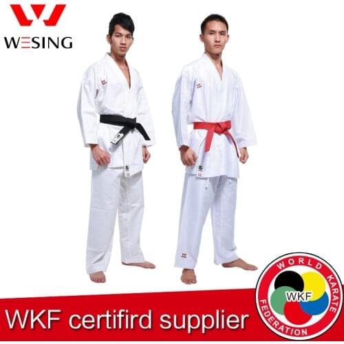 Wesing Kid Men Taekwondo Karate Uniform Set Long Sleeves W/Belt Training Competition WKF Approved