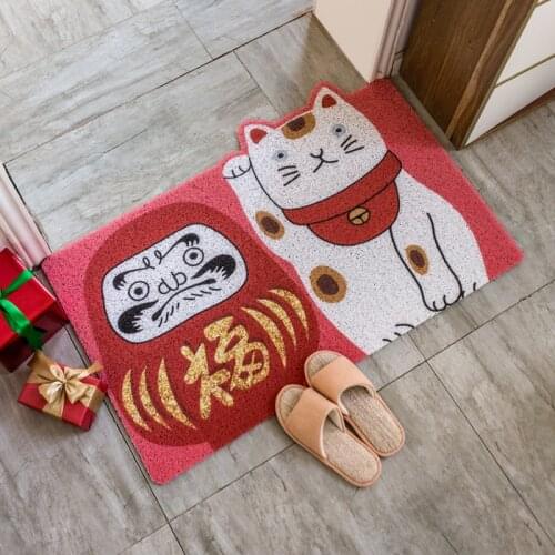 Japanese lucky cat floor mat anti skid sand proof door mat entrance mat silk ring door cartoon pvc floor mat hallway rug