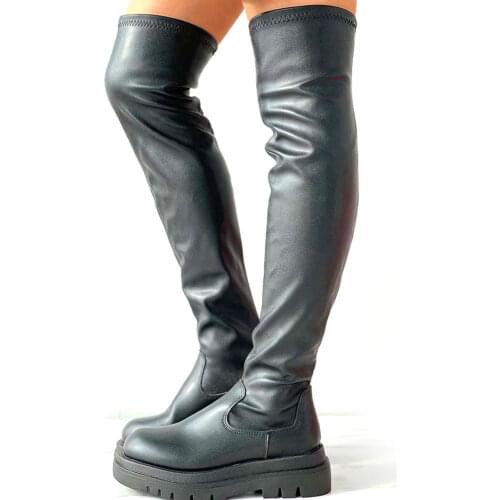2021 Sale Skidproof Platform Easy Walk Black Fashion Casual Trendy Leisure Cool Over The Knee Boots Women Shoes