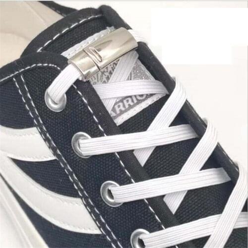 1Pair Elastic Magnetic 1Second Locking ShoeLaces Creative Quick No Tie Shoe laces Kids Adult Unisex Shoelace Sneakers Shoe Laces