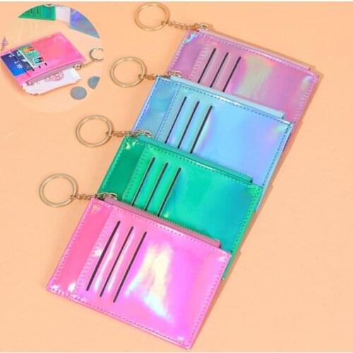 1pcs Mini Multi-card Card Holder Male And Female Laser Zipper Coin Purse PU Material Anti-degaussing Organizer Unisex Gift 2021