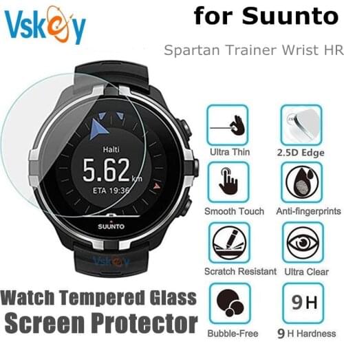 VSKEY 10PCS Tempered Glass for Suunto Spartan Trainer Wrist HR Screen Protector Round Smart Watch Anti-Scratch Protective Film