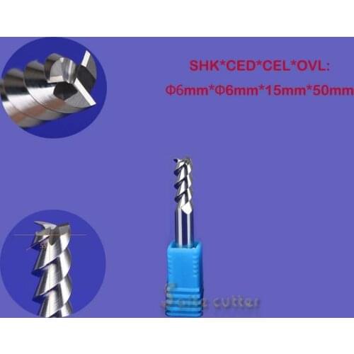 2pcs 6*15mm Three Flutes Carbide Cutters/ End Mill Tools/Cutting Bits/CNC Router Tool Bits/Engraving Tools/Cutting MDF/Wood/PVC