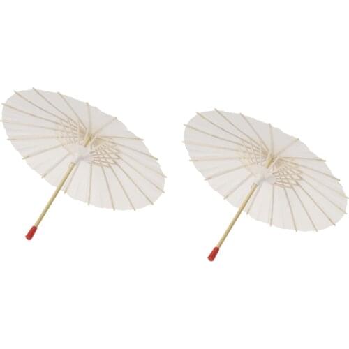 2Pcs White Paper Parasol Craft Decorative Chinese Japanese Paper Umbrella for Baby Shower Anniversary Wedding Birthday