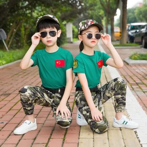 2020 New 4pcs Teenager Boys Girls Special Forces Camouflage Military Uniform Training Tactical Costumes Desert Combat Army Suit