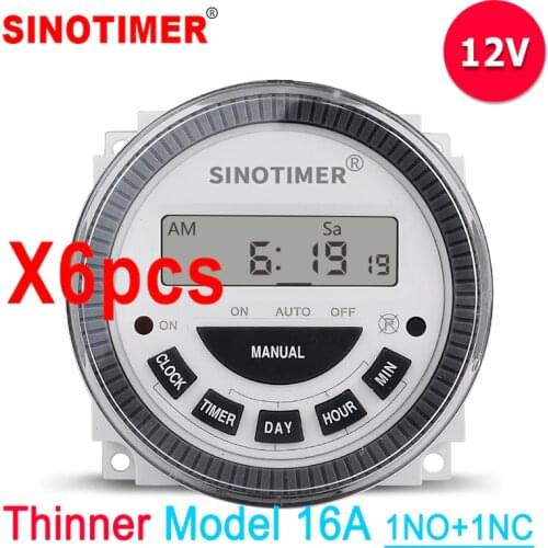 12V 24V 110V 220V Wholesales 6PCS Compact Style TM619 Digital Timer Switch Module with 1 NO + 1 NC volt free output