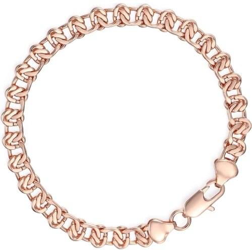 Fashion 9 Styles 585 Rose Gold Bracelet for Women Helix Bismark Curb Hammered Venitian Chain Jewelry Best Gift 17-23 cm GBB1A