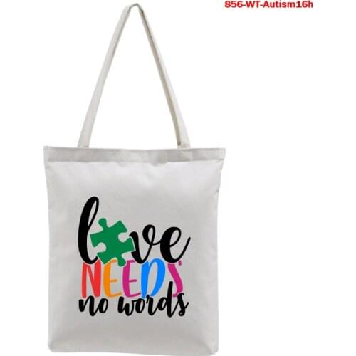 90s Shopping Bag Autism Seeing The World Differently Graphic Print Bag Canvas Shoulder Bag Cute Harajuku Totes Women Shopper Bag