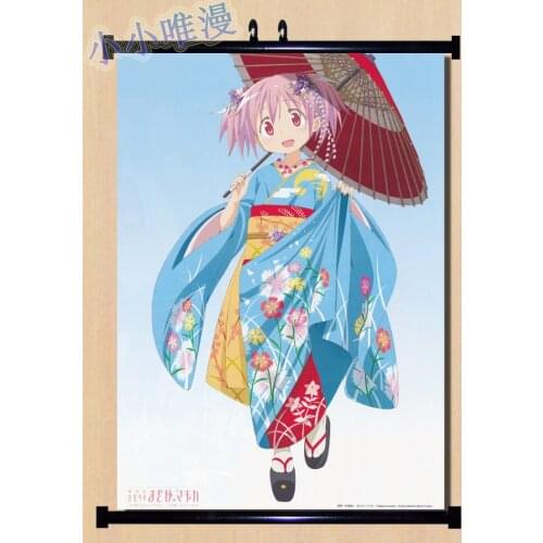 Anime Puella Magi Madoka Magica Kaname Madoka & Incubator QB & Akemi Homura Home Decor Wall Scroll Poster Decorative Pictures