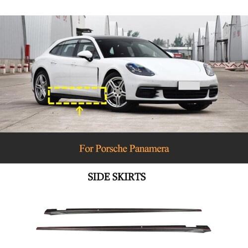 Car Side Skirts For Porsche Panamera 971 2017 2018 2019 Body Kits Side Bumper Splitter Winglet Wings Extension Lip Aprons Carbon