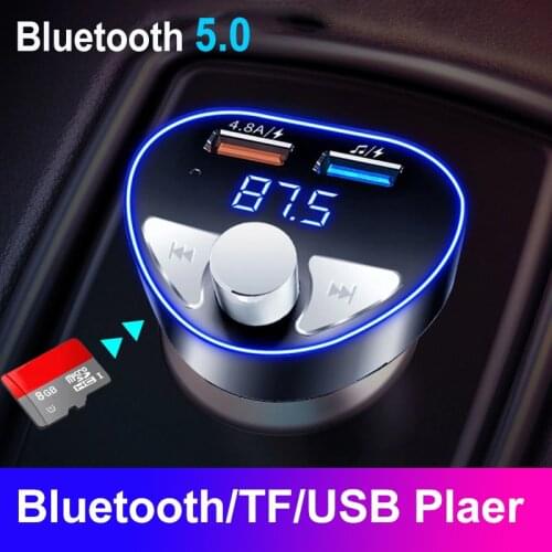 Bluetooth 5.0 Handsfree Car Kit Audio MP3 Player FM Transmitter 4.8A USB Fast Charger Auto Cars TF/U Disk music play