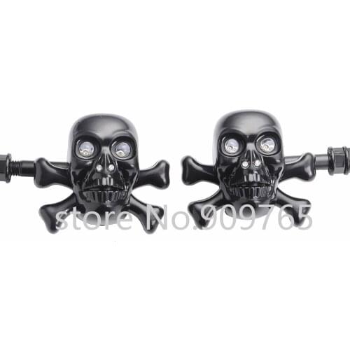 Black Skull Turn Signal Lights For Harley Honda Yamaha Suzuki Kawasaki Cruiser Chopper Cafe Racer Bobber Touring Old School