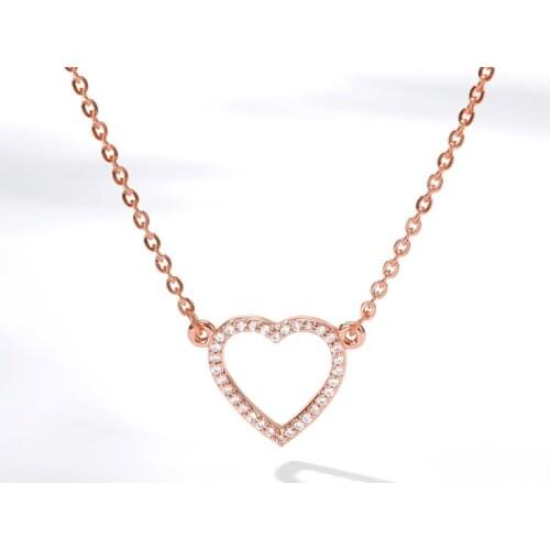 Zircon Necklace Full Of Rhinestone Love Heart Shape Pendant Stainless Steel Necklaces Fashion Jewelry For Women bridesmaid gift
