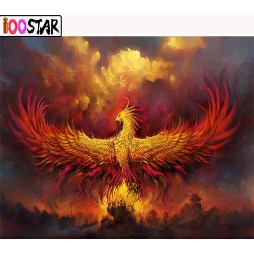 DIY 3D Diamond Embroidery,Cross Stitch,"Fire Rebirth Secular Phoenix" Full Square&Round Diamond Painting,Embroidery Home Decor