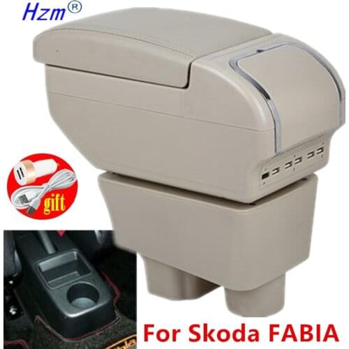 For Skoda Fabia Roomster armrest box Storage box Car Armrest box Interior Parts Retrofit parts auto accessories with USB