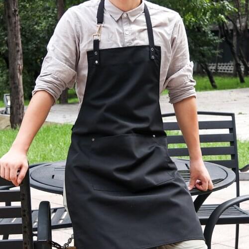 Apron custom logo printing Korean fashion custom kitchen cooking baking men and women restaurant denim overalls