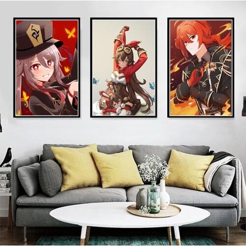 Genshin Impact Canvas Painting Game Anime Wall Art Posters and Prints Cartoon Character Picture Home Decoration Children Room