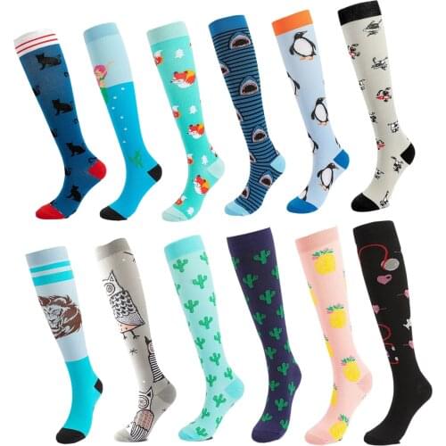 52 Styles New Compression Socks For Varicose Veins Women Nurses Funny Animal Prints Socks Unisex Outdoor Running Cycling Socks