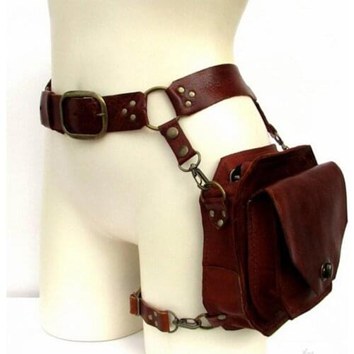 Medieval Waist Ring Belt Pouch Steampunk Leather Fanny Bag For Women Men Viking Knight Cosplay Costume Motorcycle Thigh Wallet