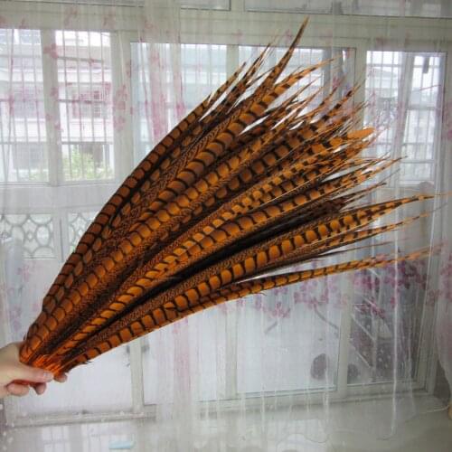 Product Best 50pcs/lot Natural Orange Pheasant Tail Feathers 65-75CM 26-30inch Feather Jewelry Wedding Decoration Plume