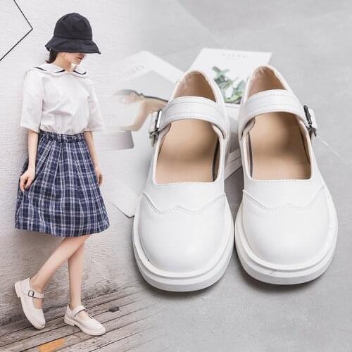Small Leather Shoes Womens British 2020 Spring New JK Japanese Shallow Mouth Doll Shoes Semi-High Heeled kawaii lolita shoes