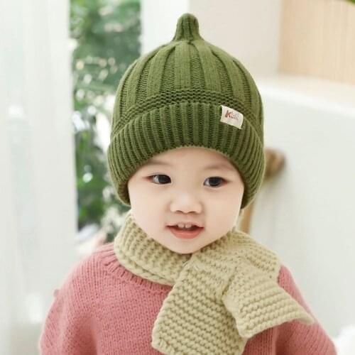 Cute Fashion Kids Baby Hats for Boys Girls Solid Skullies Beanies Pacifier Hat Winter Warm Woolen Knitted Children Hats and Caps