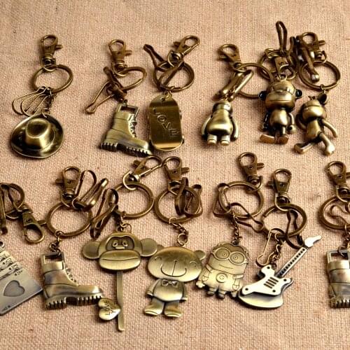 Girl Cute Cartoon Key Interesting Chain Retro Brass Women Keychain Bag Pendant Charm Creative Key Ring Lovers Best Gift Jewelry