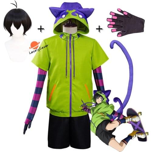 Miya Chinen SK8 the Infinity Anime Cosplay Costume SK Eight Short Wig Jacket Tail Gloves Halloween Party Outfits Suit Men Women