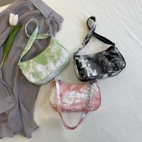 Fashion Women Tie Dye Canvas Printing Shoulder Bags Female Travel Underarm Bag Casual All-match Ladies Small Handbags Purse