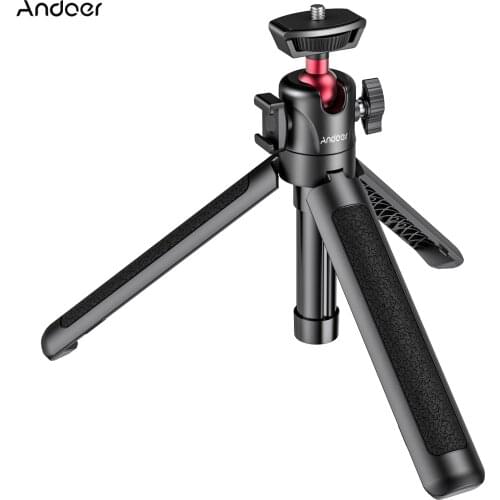 Andoer Extendable Selfie Stick Tripod 4-Section 44cm 2KG Payload with Cold Shoe Universal 1/4 Screw for Phone Camera LED Light