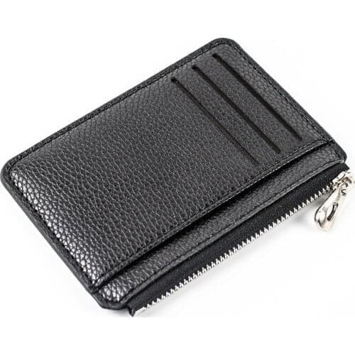 Men Wallet Solid Color Textured PU Zipper Card Holder Mini Coin Purse B99