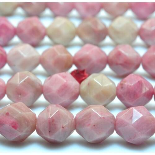 Natural Pink Rhodonite Diamond Faceted Round Loose Beads Wholesale Gemstone Semi Precious Stone Bracelet Necklace Jewelry Making