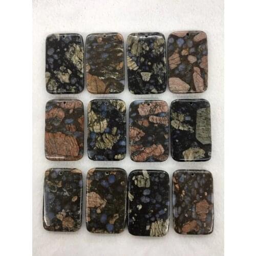 Wholesale Price 10pcs/Pack Natural Llanite Bead Pendant,35x55x7mm Rectangle Pendant for Jewelry Necklace DIY