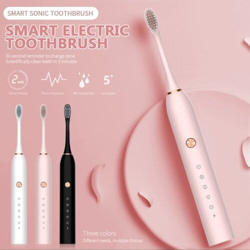 USB Rechargeable Electric Toothbrush 5 Modes Waterproof Replacement Brushheads Efficient Cleaning Whiten Tooth TSLM1
