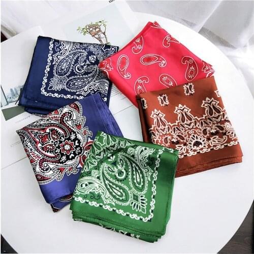 2019 Fashion Bandana Hair Scarf For Women Paisley Print Kerchief Silk Satin Head Scarfs Square Shawl Wraps Neck Scarves For Lady