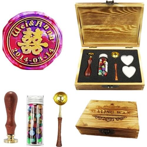 Signature custom Double Happiness Custom Names Date Wedding wax seal stamp