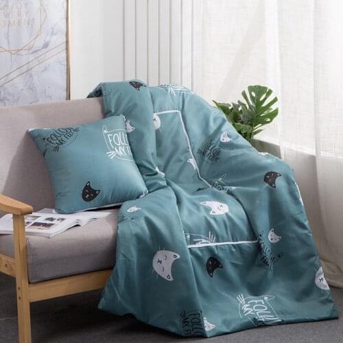 Printing Pillow Quilt Dual-use Air Conditioning Quilt Sofa Cushion Home Office Nap Blanket Zipper Printed Pillow Multifunctional