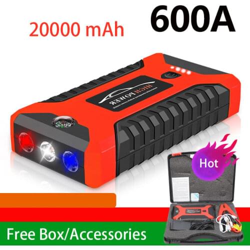 Car Jump Starter 20000mAh 600A 12V Output Portable Emergency Starter Power Bank Car Booster Starting Device Waterproof