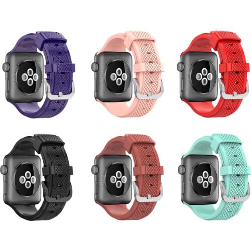 For Apple Watch Band 44mm Silicone Metal Buckle Pure Color Shockproof Strap for Apple Watch 40mm 42mm 38mm Watch SE Wristband