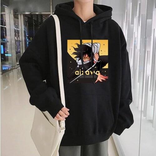 Harajuku Japan Anime My Hero Academia Shouta Aizawa Print Hoodie Cartoon Pattern Mens Oversized Streetwear Oversized Sweatshirt