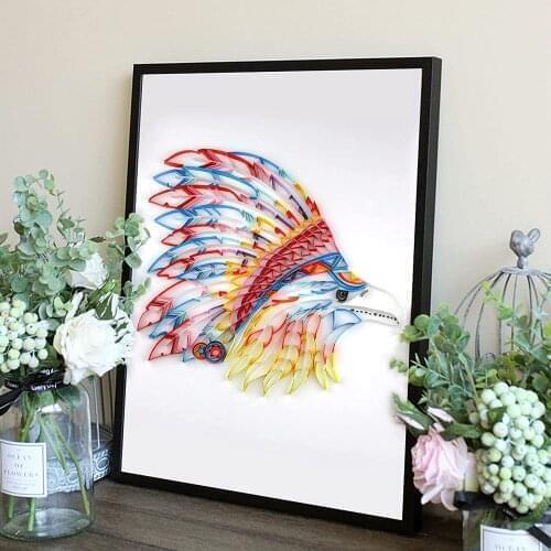 UNIQUILLING 3D Indian Eagle Quilling Paper Paintings Creative Wall Decor DIY Quilling Paper Crafts Gifts DIY Quilling Paper Tool