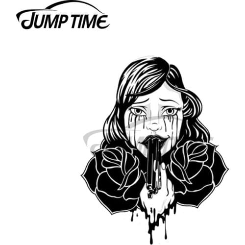 Jump Time 13 x 11cm For Suicide Pinup Girl Creative Car Sticker Bumper Window Decal Suitable for All Types of Vehicles