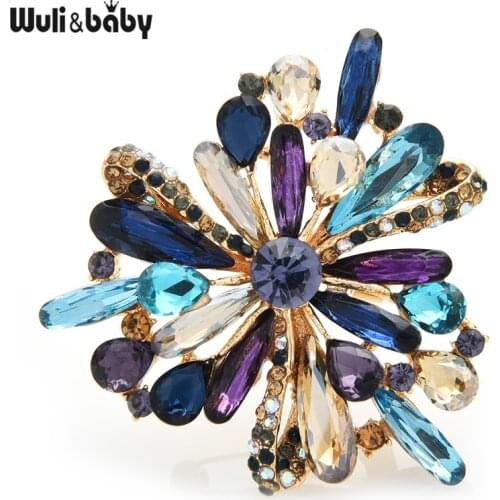 Wuli&baby New Crystal Palace Flower Brooches Women Unisex 3-color Snowflake Office Party Brooch Pins Gifts