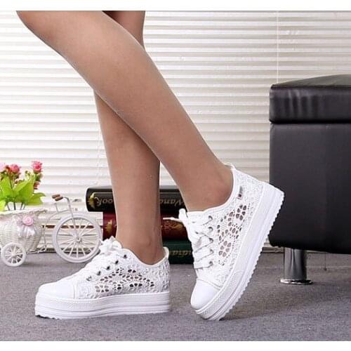 2021 Womens Casual Canvas Shoes Breathable Thick-soled Canvas Inner Heightened Net Shoes Shoes for Women