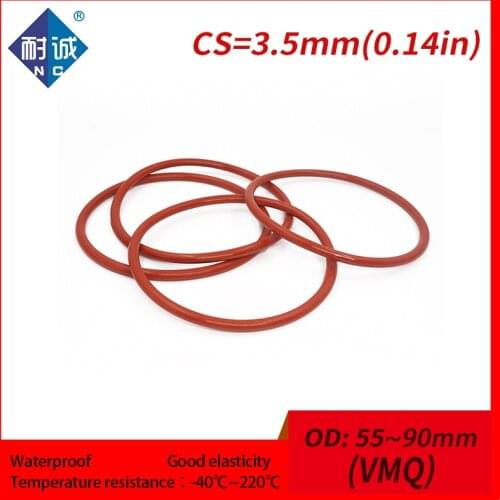1PC/lot Silicone rubber oring Red VMQ CS 3.5mm OD55/90mm Gasket Silicone Oring waterproof Silica gel