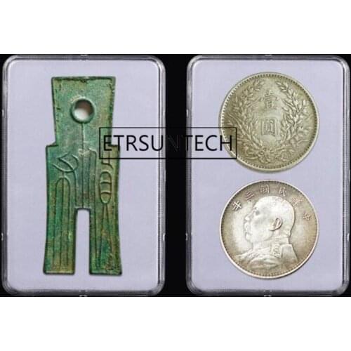 50pcs Clear Acrylic Rectangle Coin Capsules Holder Display Collection Case Storage Box for Commemorative Coin