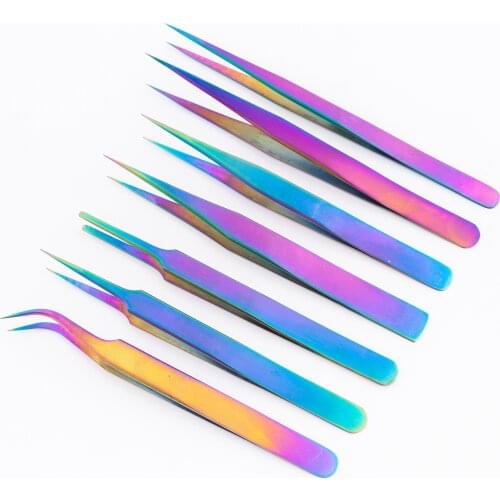 7 Model Color Metal Anti-static Bending Straight Tip Tweezers Precision Welding Electronic ESD Tweezers For Soldering Smd Tool