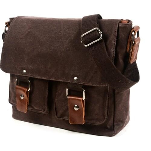 Wax Canvas Bags Mens Small Shoulder Bag High Quality Messenger Bags Travel Crossbody Bag