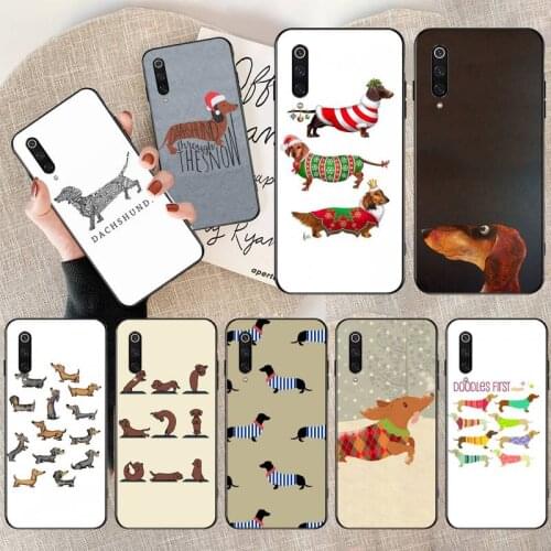 Dachshund Teckel Dackel Dog poster Soft black Phone Case for Xiaomi Mi10 10Pro 10 lite Mi9 9SE 8SE Pocophone F1 Mi8 Lite