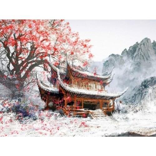 CraftArtGo 5D DIY Diamond Embroidery Courtyard Full Round Square Rhinestone Mosaic Painting Cross Stitch Flowers Diamond Art Kit